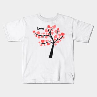 Love Tree with Pink Hearts Cute Design! Kids T-Shirt